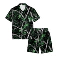 thumbnail image 5 of Dwelliawo Men's 2 Piece Casual Camouflage Outfit, Short Sleeve Button Down Shirt and Drawstring Shorts Breathable Summer Outfits for Outdoor Activities and Leisure Dark Green XL, 5 of 5