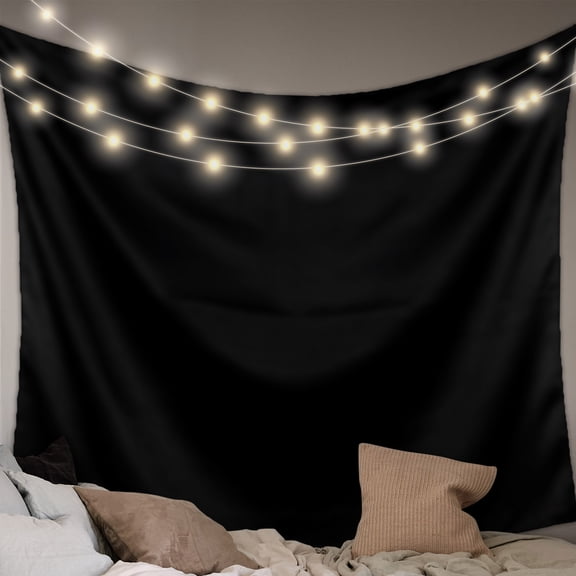 Black Tapestry for Bedroom Wall Hanging Tapestry, Solid Color Farmhouse Black Ceiling Backdrop Tapestries Poster Blanket Wall Decor for Teens Room Living Room Dorm 55" x 73"