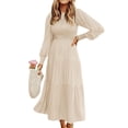 thumbnail image 1 of LUXUR Robes Maxi à Manches Longues pour Femmes Décontractées Soirée Robe Ligne A Beige TG, 1 of 3