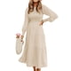 thumbnail image 1 of Vestidos largos de mujer Color sólido Casual una línea vestido de manga larga cuello redondo otoño Swing vestido de fiesta de vacaciones vestido de verano para damas, 1 of 3