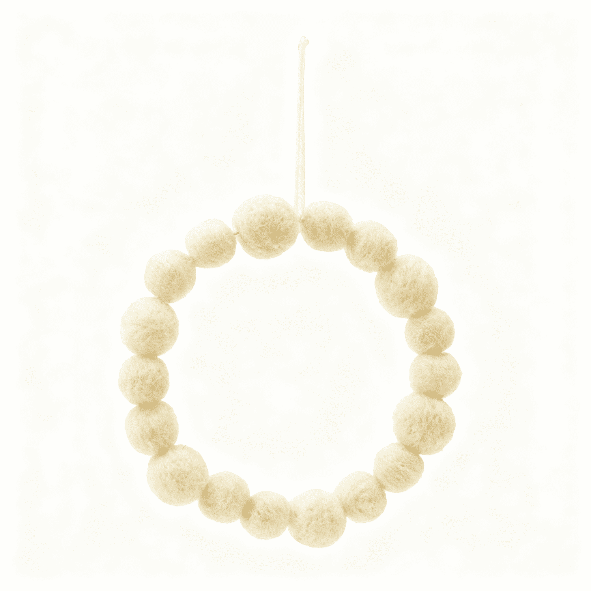 Wintery White Boiled Wool Wreath with Hanger 6.7 Inch Festive Christmas Tree Branch Accent Decor