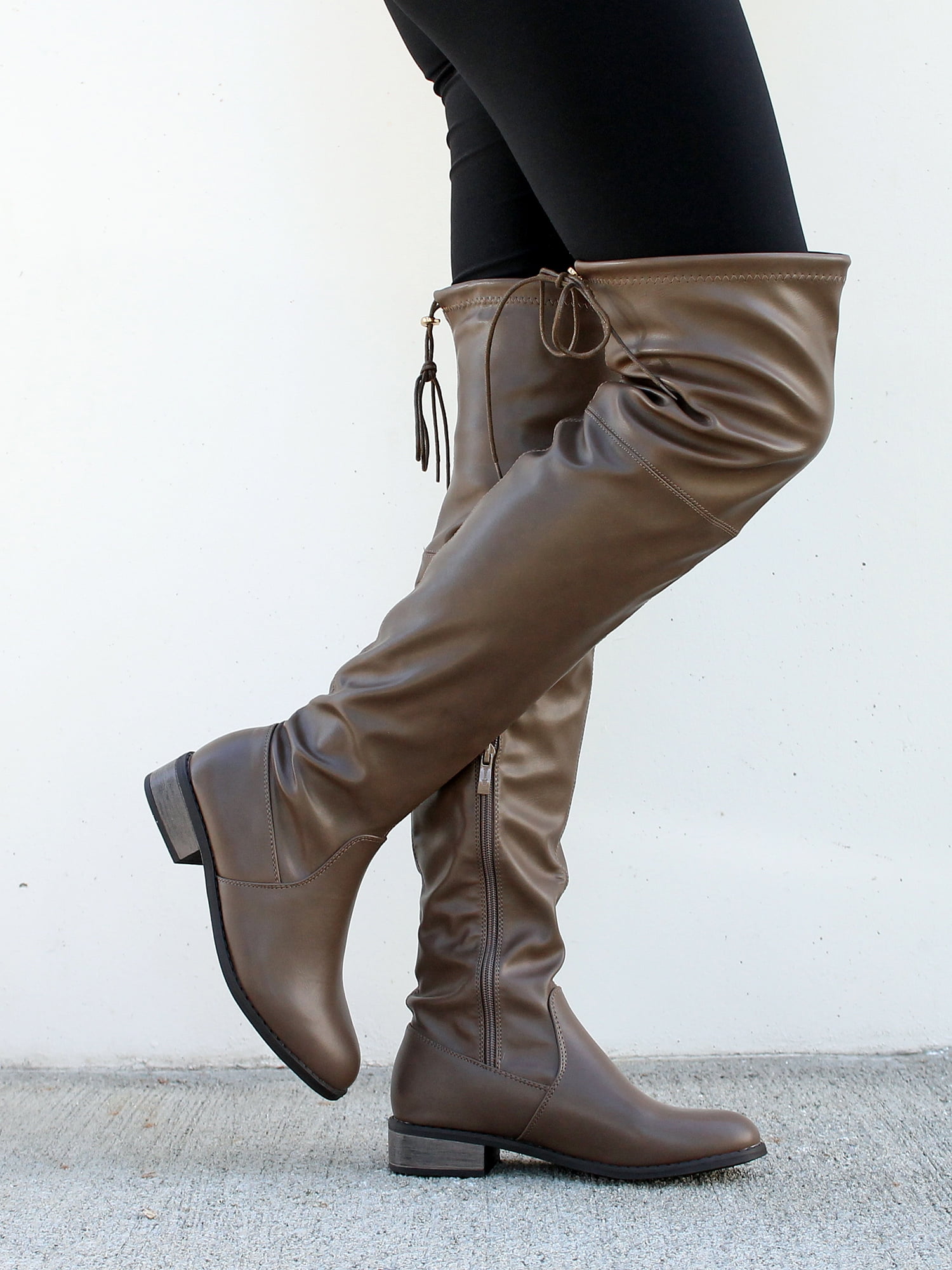 Nature Breeze Over the Knee Women's Boots in Taupe