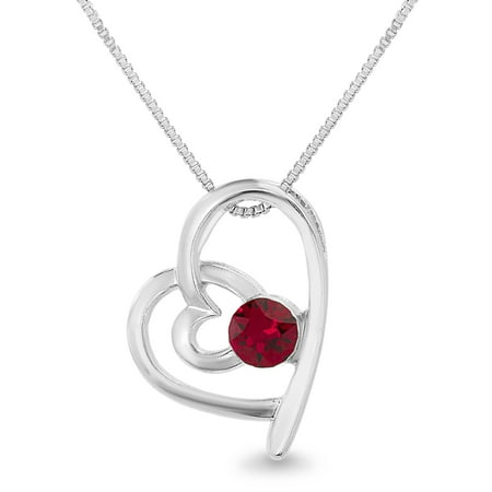 Facetted Heart - Faceted Crystal Ruby Red Heart Necklace made with Swarovski Crystal