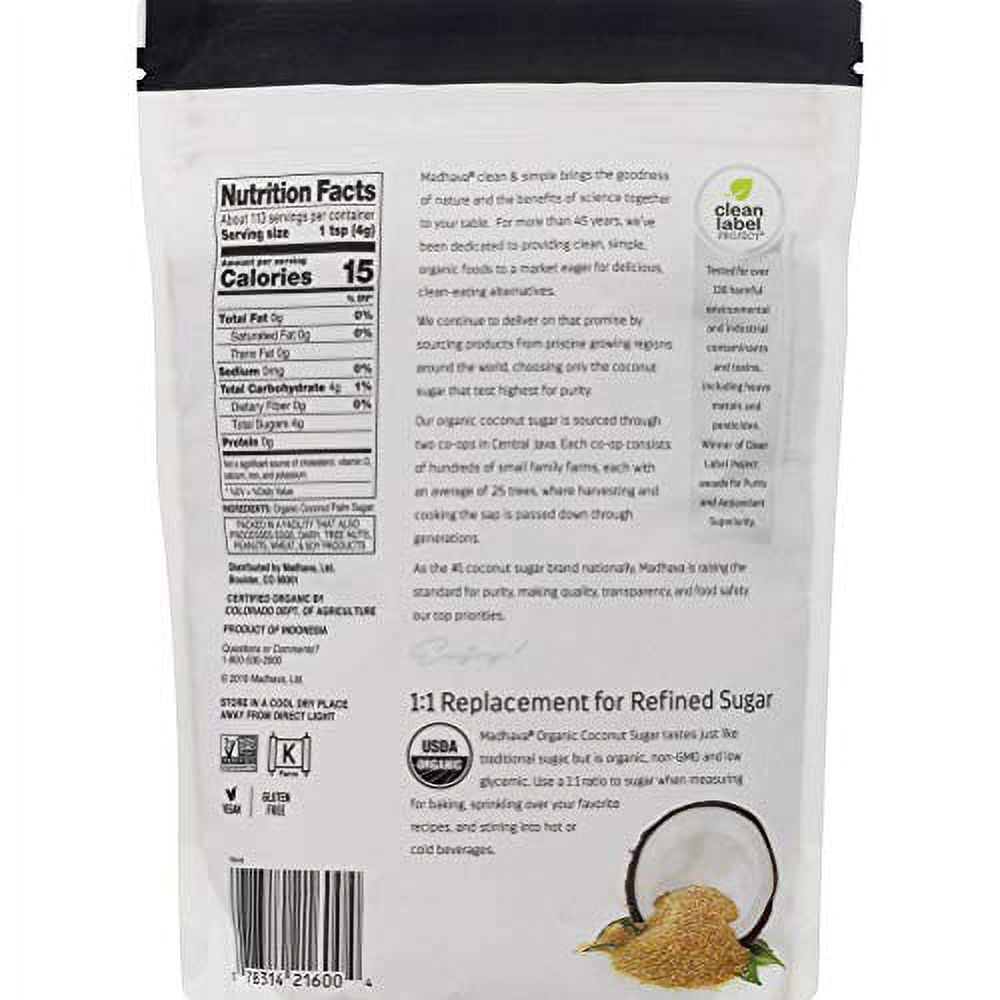 Madhava Organic Coconut Sugar, 1 lb - Case of 6