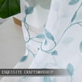thumbnail image 5 of Sunyuer Leaves Short Sheer Curtains Teal Blue Leaf Embroidery Curtain Rod Pocket Voile Faux Linen Embroidered Leaves Curtains for Bedroom Living Room, 52W X 45L inch, Set of 2 Panels, Teal Blue, 5 of 8