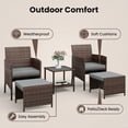 thumbnail image 3 of UDPATIO Balcony Furniture 5 Piece Patio Furniture Set, Outdoor Brown Wicker Chairs with Ottoman, Grey, 3 of 9