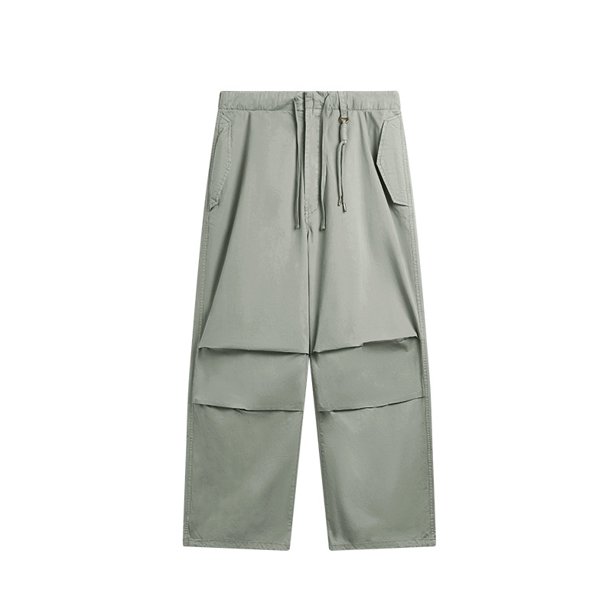 Pantalones de paraguas de pierna ancha lavados para hombre, pantalones casuales holgados con bolsillos de moda de primavera y verano para hombre