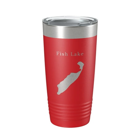 

Fish Lake Map Tumbler Travel Mug Insulated Laser Engraved Coffee Cup Utah 20 oz Red