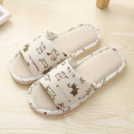 

Christmas Women And Men House Slippers Non Slip Cotton Linen Indoor And Outdoor Home Slipper Sandals Open Toe Bedroom Breathable Shoes