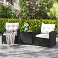 thumbnail image 2 of Gymax Ensemble de Mobilier de Patio 3 Pcs avec Table Basse en Verre Trempé Coussins Lavables Blanc, 2 of 10