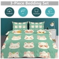 thumbnail image 5 of 3 Pcs Soft Bedding Set, Includes 1 Duvet Cover with Zipper And 2 Pillow,Shams Cartoon Cute Cat Full(79"×90"), 5 of 8