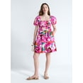 thumbnail image 2 of Free Assembly Women's and Women's Plus Puff Sleeve Peasant Mini Dress, Sizes XS to 4X, 2 of 5