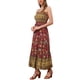 thumbnail image 4 of INSPIRAR CHIC Vestido Maxi Sin Mangas de Tirantes Espagueti con Volantes de Flores Bohemias M Rojo, 4 of 5