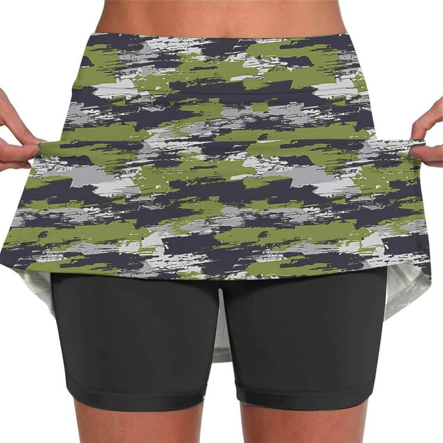 Faldas de tenis plisadas con estampado de camuflaje de verano para mujer de DYTTDG, pantalones cortos deportivos elásticos de dos piezas para yoga, faldas en liquidación