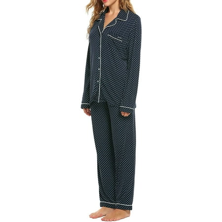 Sleepwear Womens Pajamas Set Long Sleeve Pjs Cotton Loungewear with