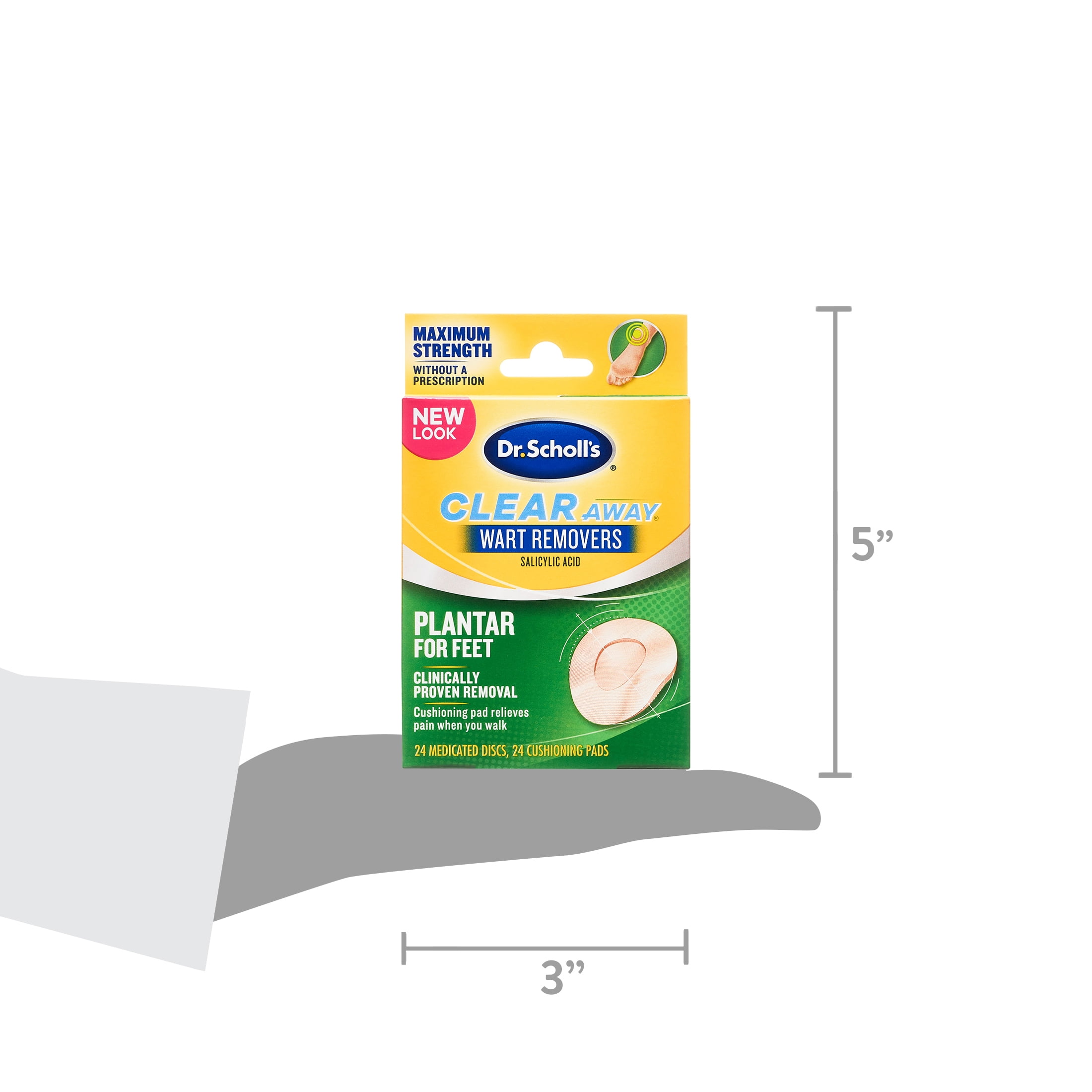 Dr. Scholl's Clear Away Wart Remover with Hydrogel Technology, 12 Medicated  Discs and 9 Cushioning Pads 
