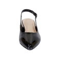 thumbnail image 2 of PEERAGE Fay Women Wide Width Pointed Toe Patent Leather Dress Slingback Flat with Stack Heel BLACK 10, 2 of 6