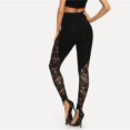 thumbnail image 4 of gbyLJF Womens Leggings Plus Size Lace Patchwork Leggings Casual High Waisted Lightweight Long Stretch Workout Pants Black L, 4 of 7