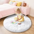 thumbnail image 3 of KIXINWA White Round Rug for Girls Bedroom, Fluffy Circle Rug for Kids Room, 4x4 Feet Fuzzy Circular Rug, Soft Plush Area Rug for Bedroom, Non Slip Shaggy Living Room Rug, Nursery Dorm Cute Small Rug, 3 of 5