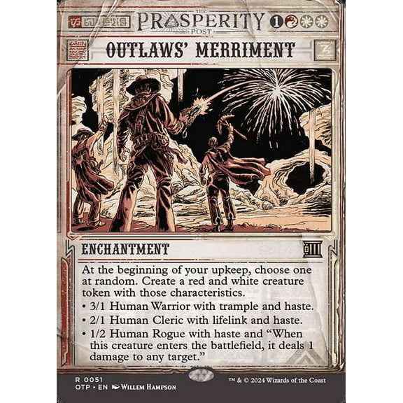 MtG Outlaws of Thunder Junction Breaking News Rare Outlaws' Merriment (Prosperity Showcase) #51