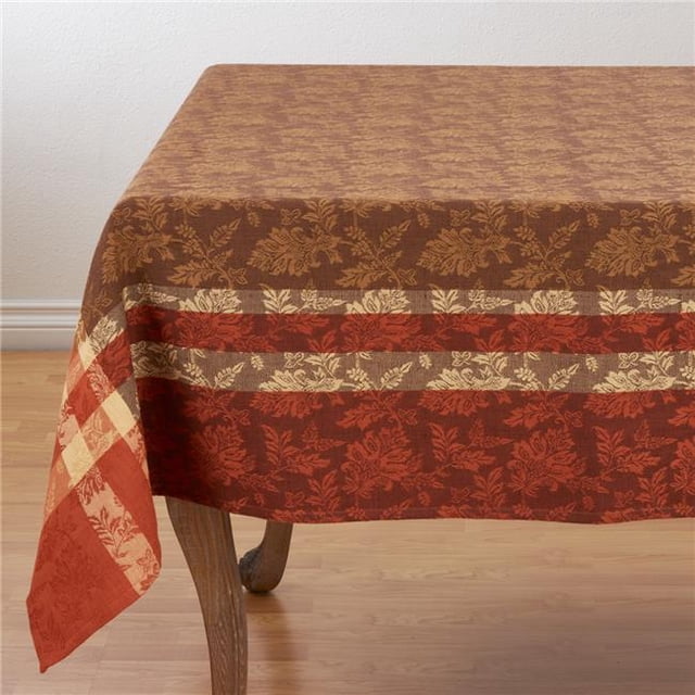 SARO 3978.TC70S 100 Percent Cotton Fall Leaf Design Tablecloth Terracotta - Square