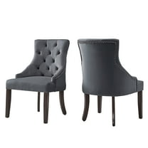 Weston Home Chelsea Lane Curved Back Velvet Tufted Dining Chair, Dark Gray (Set of 2)