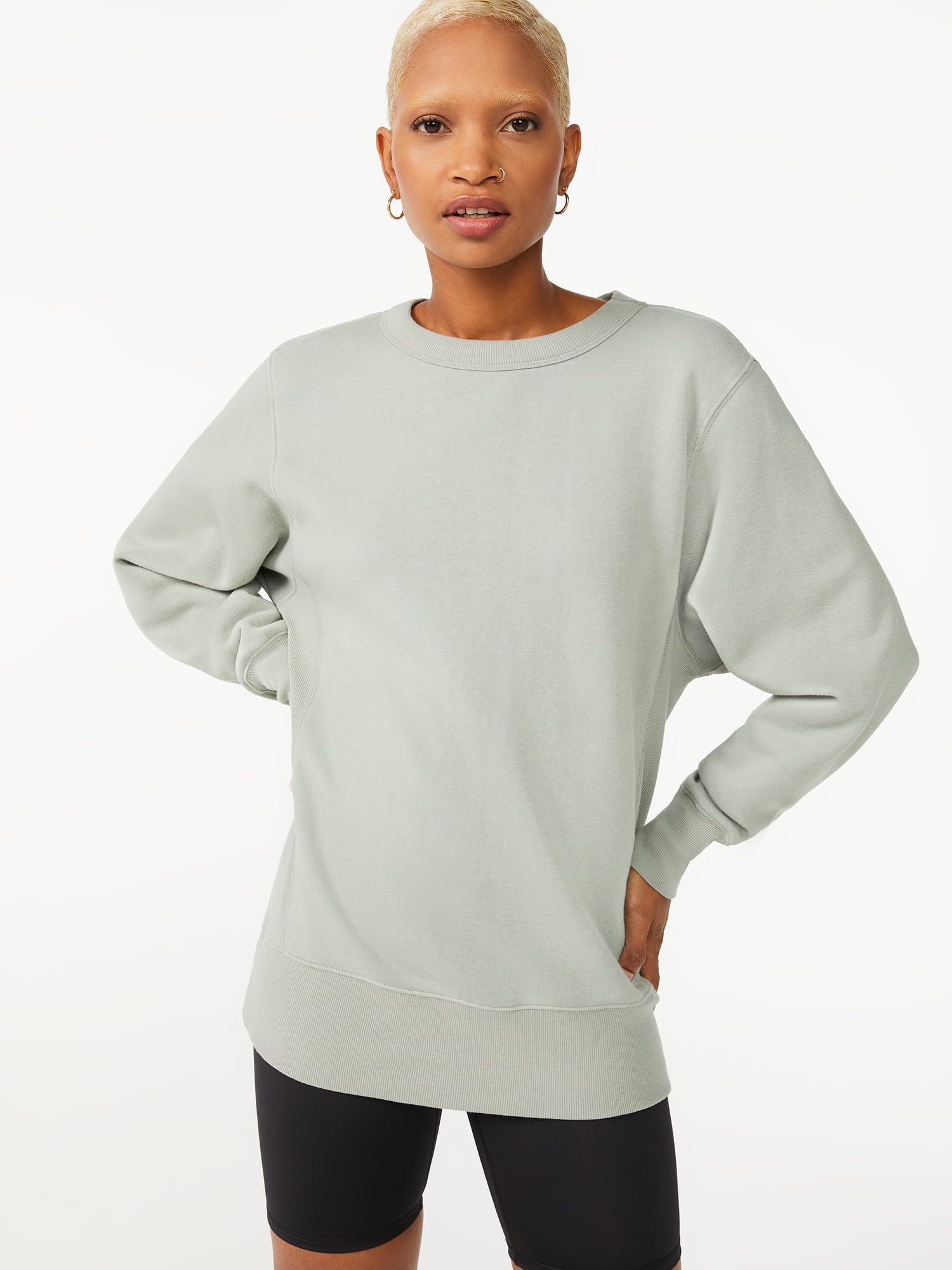 Free Assembly Women's Tunic Fleece Sweatshirt with Long Sleeves -  Walmart.com