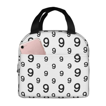 Insulated Lunch Bag for Women Men - Math number 9 Print Leakproof Cooler Lunch Box for Women Men  Lunch Tote Bags for Work School Picnic Travel