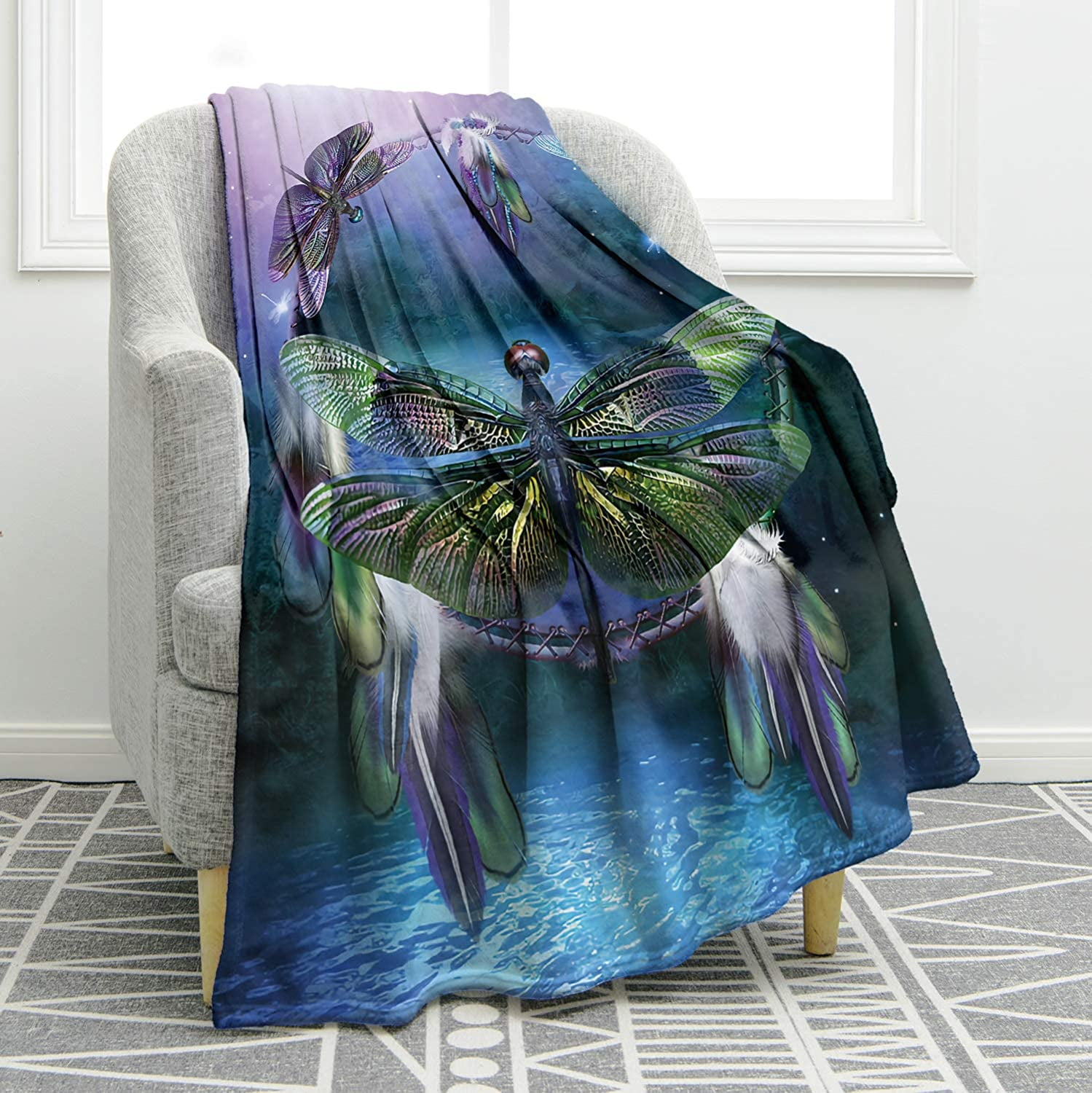 WISH TREE Dreamcatcher Blanket Print Throw Blanket Lightweight Blanket