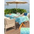 thumbnail image 5 of Outdoor Tablecloths with Umbrella Hole & Zipper, Teal Blue Ombre Coastal Rectangle Tablecloth 60x120 Inch, Sea Nautical Summer Beach Starfish Coral Waterproof Table Cloth, Patio/Pool Table Covers, 5 of 8