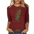 thumbnail image 2 of TaTaai St. Patrick's Day Casual Fashion Print Blouses For Women 3/4 Sleeve Round Neck Loose Fit Stretchy Breathable Spring Winter Daily Tops Gift, 2 of 4