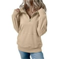 thumbnail image 2 of YDDIAN 1/4 Zip Pullover Women Y2k Vintage Fleece Pullover Sweatshirts No Hood Fall Casual Loose Comfort Hoodie with Pocket Khaki XXL, 2 of 5