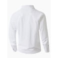 thumbnail image 4 of pstuiky camisas de manga larga para hombre, Camisa de lino con bolsillo y solapa con botones y manga larga de color liso para hombre Tops casuales para hombres s, 4 of 8
