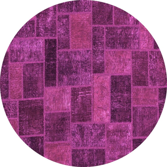 Ahgly Company Indoor Round Abstract Pink Modern Area Rugs, 8' Round