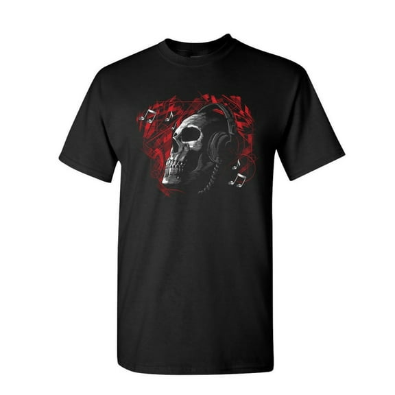 Tee Hunt Deadphones T-Shirt Music Headphones Skull Face Dead EDM Hip Hop Mens Shirt