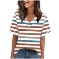thumbnail image 2 of DeHolifer Womens T-Shirts V-Neck Casual Printed Short Sleeve Summer Casual Loose Tees Tops Khaki XL, 2 of 7