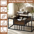 thumbnail image 5 of LIVIZA Modern Lift Top Coffee Table with Hidden Compartment, Rectangle Center Table for Living Room，Rustic Brown, 5 of 11
