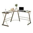 Ameriwood Home Perth Glass LShaped Computer Desk, Gold