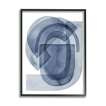 Stupell Industries Blue Gear Shape Abstraction Layered Opaque Details Abstract Painting Black Framed Art Print Wall Art, 11 x 14