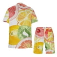 thumbnail image 4 of BiZtdJrK Men Summer 2 Piece Sets Casual Short Sleeve Tshirts Matching Drawstring Beach Shorts Sport Set Fashion Tropical Print Big and Tall Tracksuits Todays Sales Watermelon Red L, 4 of 5
