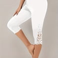 thumbnail image 1 of Pantalones Capri De Encaje De Guipur, Pantalones Delgados De Cintura Alta Sólidos Casuales, Ropa De Mujer, 1 of 4