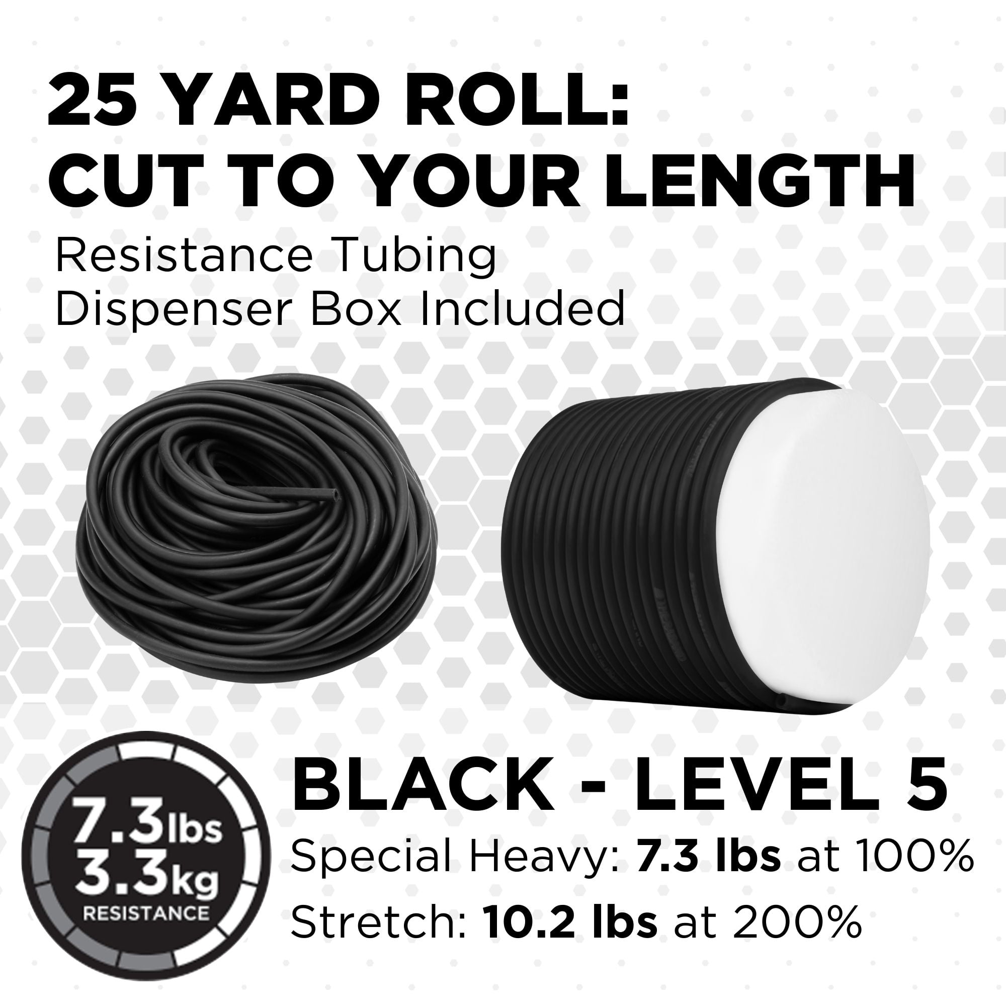 THERABAND Latex Resistance Tubing, Black, Special Heavy Level 5, 25 ft Roll, Professional Grade for Upper and Lower Body Workouts, Cut-to-Length, Color-Coded Resistance Levels
