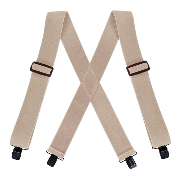 Heavy Duty Work Suspenders For Men Big And Tall 2 Inch Wide Adjustable Khaki Suspenders for Big and Tall