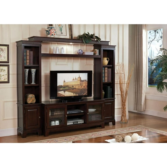 Acme Halden Entertainment Center, Merlot Wood, Glass (TV Stand), Veneer Composite Wood