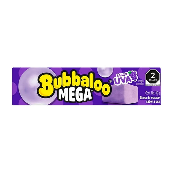 Goma de mascar Bubbaloo Mega sabor uva 39 g