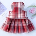 thumbnail image 6 of Visland Dog Cat Dress with Harness Leash, Fashion Plaid Pattern Cute Bowknot Decor Soft Cozy Skirt Adjustable Chest Strap Traction Rope Pet Clothes Costume for Puppy Kitten Training Daily Wear, 6 of 8