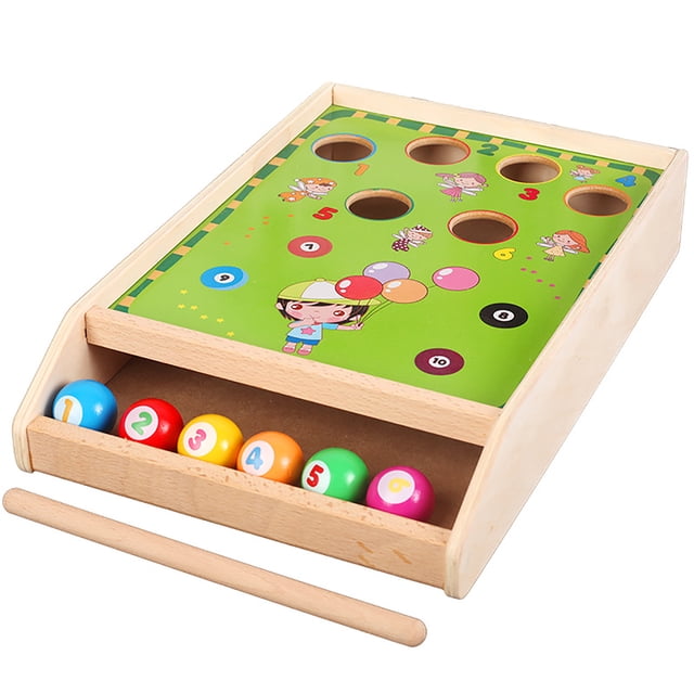 Juego De Billar Divertido Para Niños, Juego De Billar De Madera A Juego De Colores, Juguetes Cognitivos Para Padres E Hijos Kearding FN002465-00
