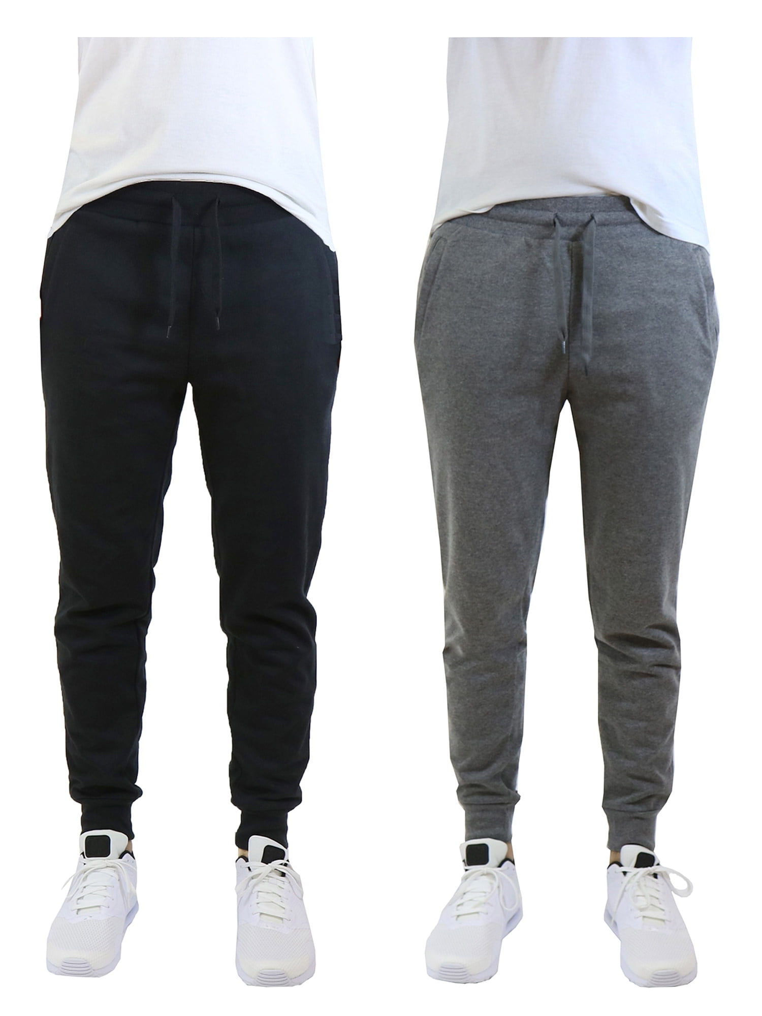 ARTFFEL Mens Solid Fashion Workout Zipper Low Waist Slim Fit Jogger Lounge Pants with Pockets