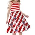 thumbnail image 3 of MKOSPLRT Girls Hawaiian Sleeveless Dresses Summer Beach Sundress 4th of July Tank Dress Adjustable Spaghetti Straps Tiered Midi Dresses 3-14 Years, 3 of 10