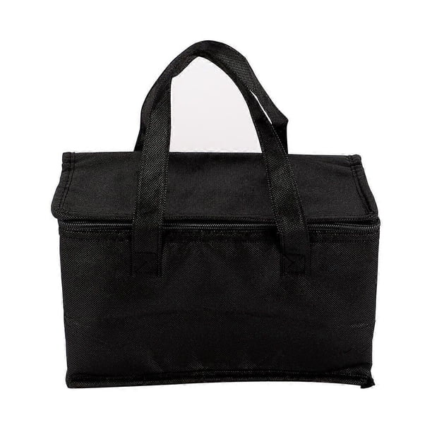 1pc Takeaway Handbag Heat Preservation Handmade Non-woven Ice Pack Oxford Cloth Lunch Bag for Storing Food (Black)